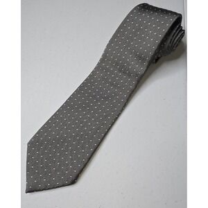 POLO RALPH LAUREN Men's Silk Tie‎ Gray With White Polka Dots 3.5"W X 58"L -225